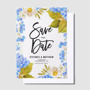Aquarellblau Hydrangea Save the Date Pergament Einladungen