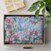 Aquarellblau Hydrangea & Schmetterlinge Seidenpapier (Geschenk)