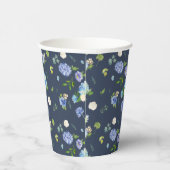 Aquarellblau Hydrangea und Rose Blumenmuster Pappbecher (Rechts)
