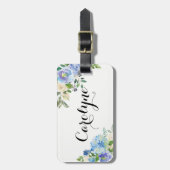 Aquarellblau Hydrangeas Personalisiert Gepäckanhänger (Vorderseite vertikal)