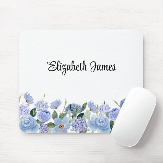 Aquarellblau-Hydrangeas Personalisiert Notepad Mousepad (Mit Mouse)
