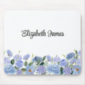 Aquarellblau-Hydrangeas Personalisiert Notepad Mousepad (Vorne)