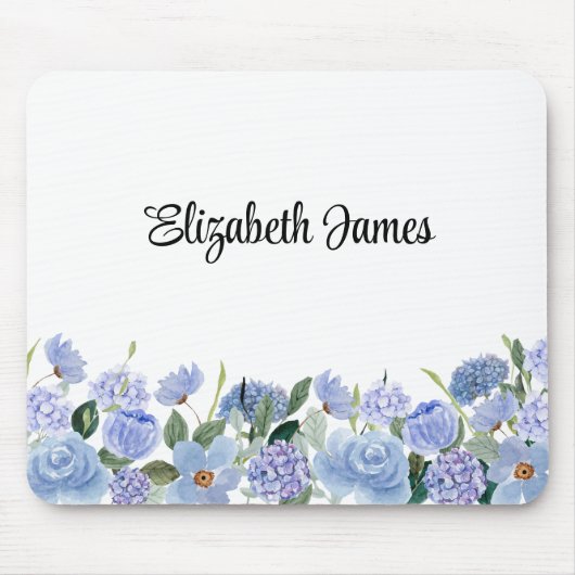 Aquarellblau-Hydrangeas Personalisiert Notepad Mousepad (Vorne)