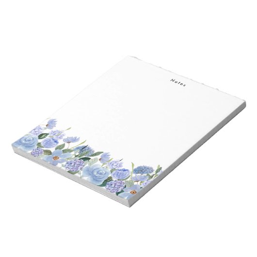 Aquarellblau-Hydrangeas Personalisiert Notepad Notizblock (Rotiert)