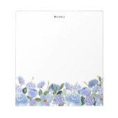 Aquarellblau-Hydrangeas Personalisiert Notepad Notizblock (Vorderseite)
