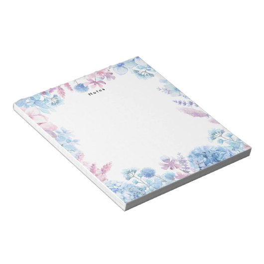 Aquarellblau-Hydrangeas Personalisiert Notepad Notizblock (angewinkelt)