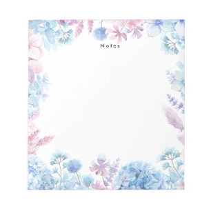 Aquarellblau-Hydrangeas Personalisiert Notepad Notizblock