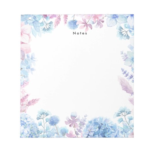 Aquarellblau-Hydrangeas Personalisiert Notepad Notizblock (Vorderseite)