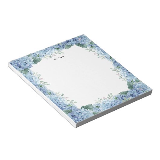 Aquarellblau-Hydrangeas Personalisiert Notepad Notizblock (angewinkelt)