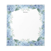 Aquarellblau-Hydrangeas Personalisiert Notepad Notizblock (Vorderseite)