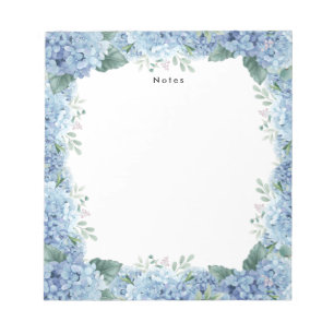 Aquarellblau-Hydrangeas Personalisiert Notepad Notizblock