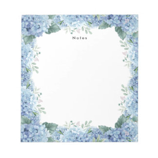 Aquarellblau-Hydrangeas Personalisiert Notepad Notizblock