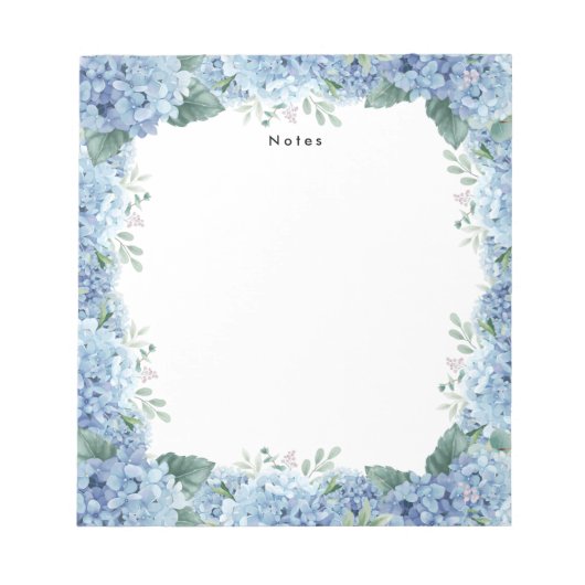 Aquarellblau-Hydrangeas Personalisiert Notepad Notizblock (Vorderseite)