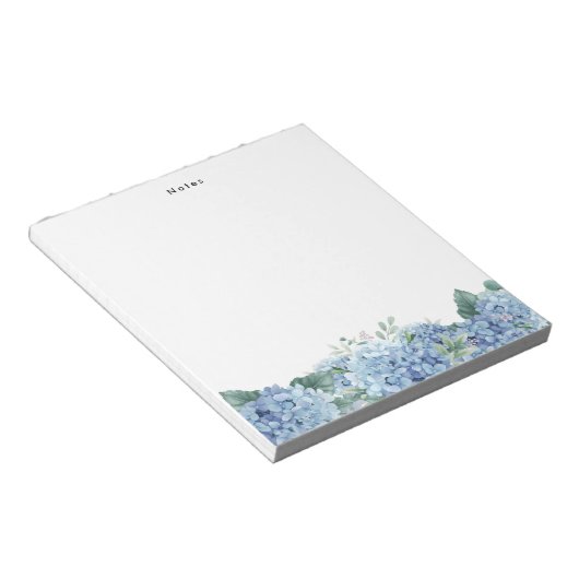 Aquarellblau-Hydrangeas Personalisiert Notepad Notizblock (angewinkelt)