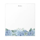 Aquarellblau-Hydrangeas Personalisiert Notepad Notizblock (Vorderseite)