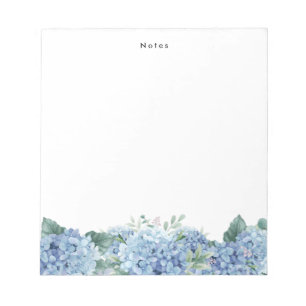 Aquarellblau-Hydrangeas Personalisiert Notepad Notizblock