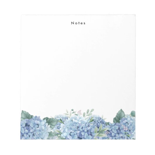 Aquarellblau-Hydrangeas Personalisiert Notepad Notizblock (Vorderseite)