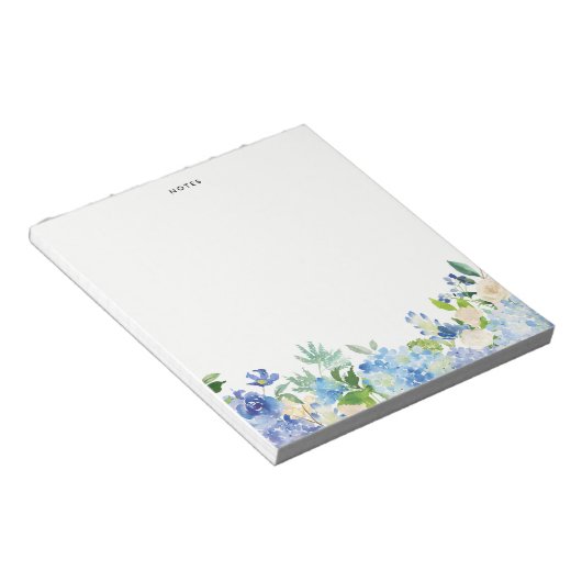 Aquarellblau-Hydrangeas Personalisiert Notepad Notizblock (angewinkelt)