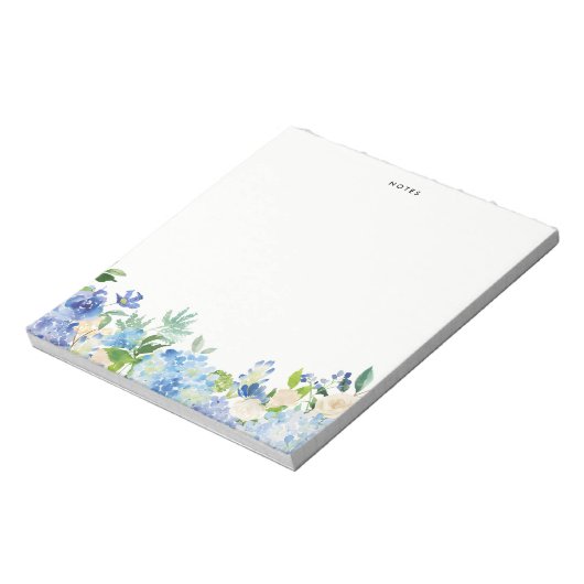 Aquarellblau-Hydrangeas Personalisiert Notepad Notizblock (Rotiert)
