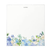 Aquarellblau-Hydrangeas Personalisiert Notepad Notizblock (Vorderseite)