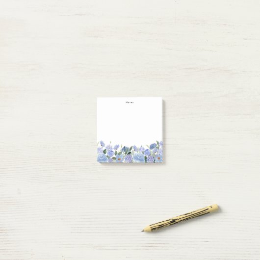 Aquarellblau-Hydrangeas Personalisiert Notepad Post-it Klebezettel (Auf Schreibtisch)