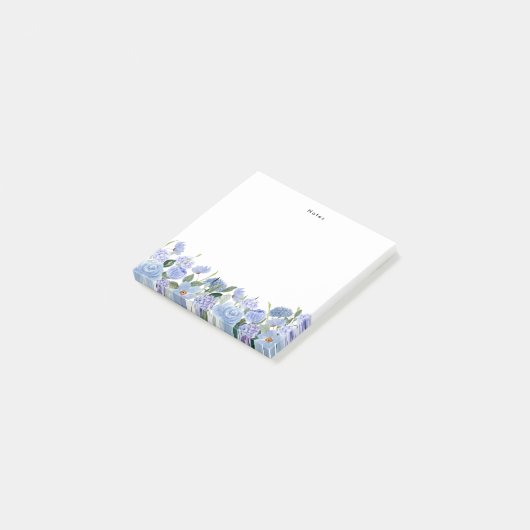 Aquarellblau-Hydrangeas Personalisiert Notepad Post-it Klebezettel (angewinkelt)