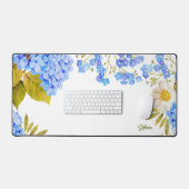 Aquarellblau Hydrangeas Personalisiert Schreibtischunterlage (Tastatur & Maus)