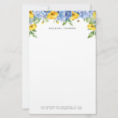 Aquarellblau Hydrangeas und Gelbe Blüten Briefpapier (Vorderseite)