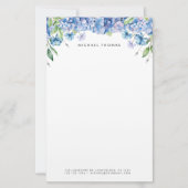 Aquarellblau Hydrangeas und Lila Blüten Briefpapier (Vorderseite)