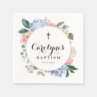 Aquarellblau Hydrangeas und Rose Taufe