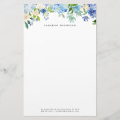 Aquarellblau Hydrangeas und Weiße Rosen Briefpapier