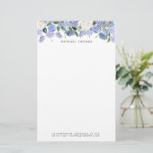 Aquarellblau Hydrangeas und Weiße Rosen Briefpapier (Stehend Vorderseite)