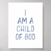 Aquarellblau Ich bin ein Kind Gottes drucken Poster (Vorne)
