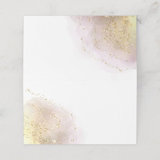 Aquarellblau-Imitate Glitzer Platzkarte (Außenseite Aufgefaltet)