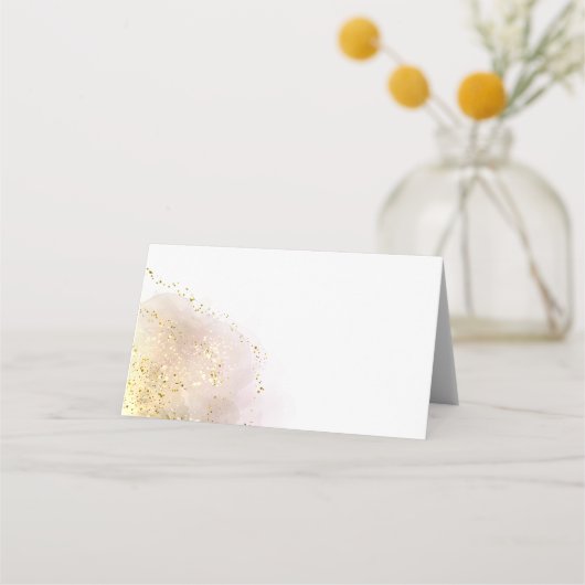 Aquarellblau-Imitate Glitzer Platzkarte (Vorderseite)