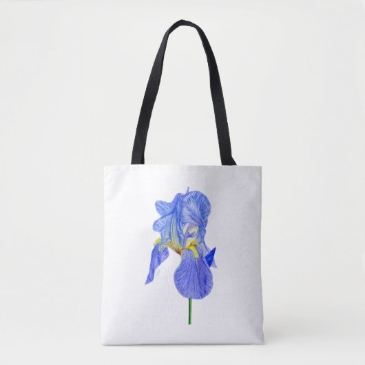Aquarellblau Iris Blume Totbeutel Tasche (Vorderseite)