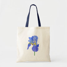 Aquarellblau Iris Blume Totbeutel