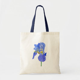 Aquarellblau Iris Blume Totbeutel Tragetasche