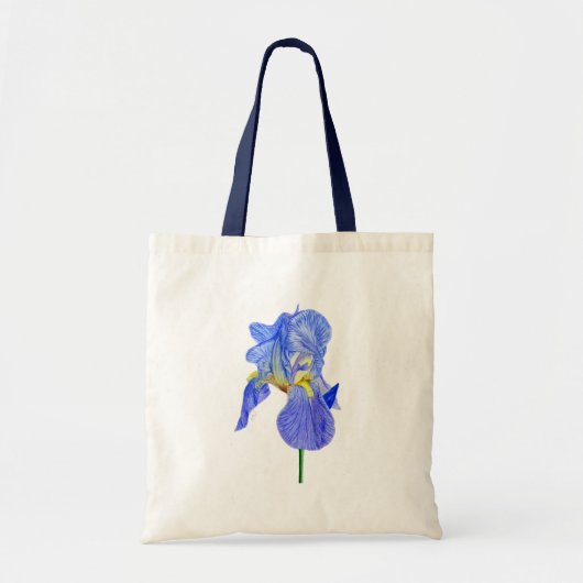 Aquarellblau Iris Blume Totbeutel Tragetasche (Vorne)
