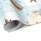 Aquarellblau Karierte Weihnachtskekse & Pudding Geschenkpapier (Rolleneckpunkt)
