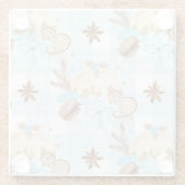 Aquarellblau Karierte Weihnachtskekse & Pudding Glasuntersetzer (Rückseite)