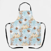 Aquarellblau Karierte Weihnachtskekse & Pudding Schürze (Vorderseite)