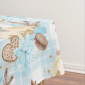 Aquarellblau Karierte Weihnachtskekse & Pudding Tischdecke (Beispiel)