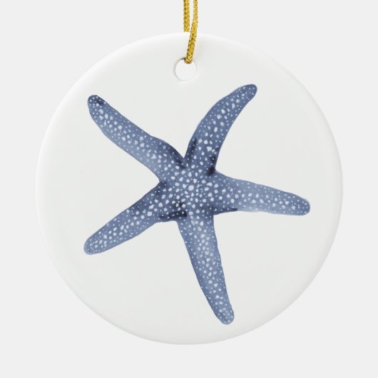 Aquarellblau Keramik Ornament (Vorne)