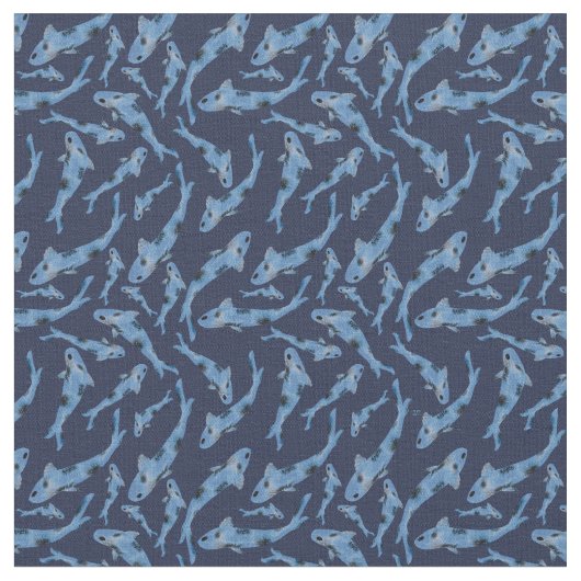 Aquarellblau-Koi-Fischmuster Stoff (Nahaufnahme)