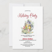 Aquarellblau-Laterne und Baubles Feiertag Einladung (Vorderseite)