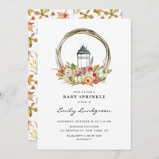 Aquarellblau-Laternenschildkröte Einladung (Vorne/Hinten)