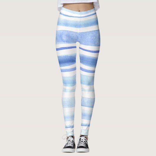 Aquarellblau Leggings (Vorderseite)