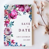 Aquarellblau, lila blumenblau Save the Date Einladung
