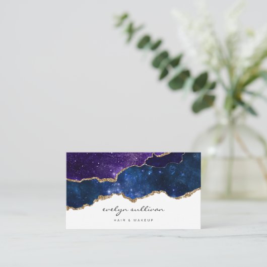 Aquarellblau lila Himmelsgraben Visitenkarte (Stehend Vorderseite)